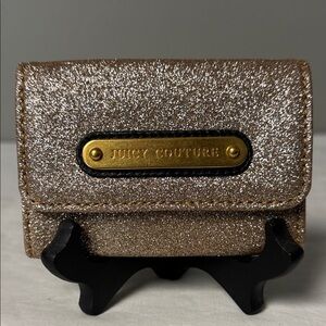 Juicy Couture Gold Glitter Compact Wallet with Nameplate